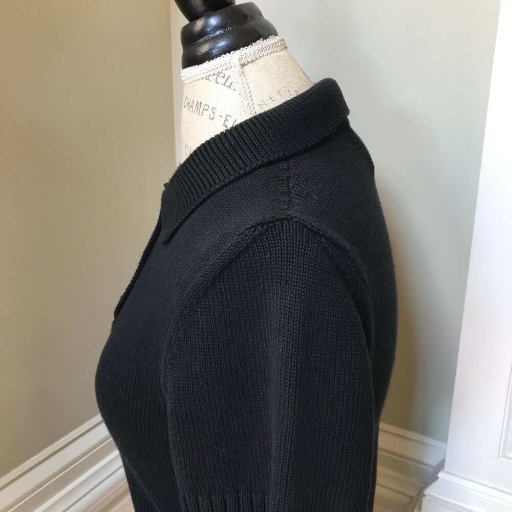 Label Black Knit V-Neck Polo Sweater - Picture 10 of 13